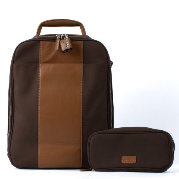 Delvaux Brown Airess Travel Backpack with Pouch