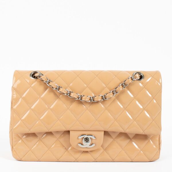 shop 100% authentic second hand Chanel Beige Patent Medium Classic Flap Bag on Labellov.com