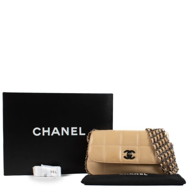 Chanel Beige Chocolate Bar Leather Multiple Chain Shoulder Bag