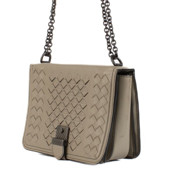 Bottega Veneta Taupe Mini Runway Crossbody Bag