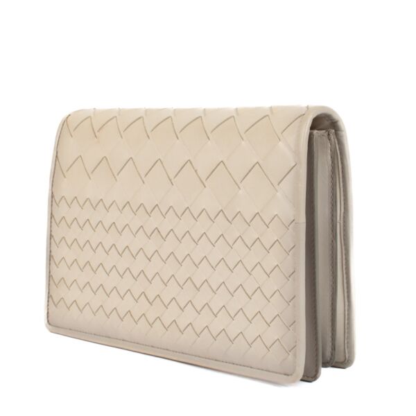 Bottega Veneta White Ombré Intrecciato Flap Clutch