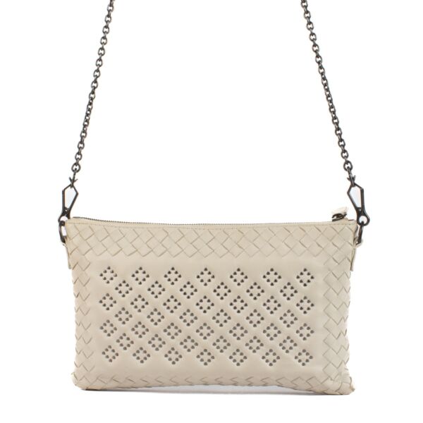 Bottega Veneta Beige Intrecciato Chain Clutch