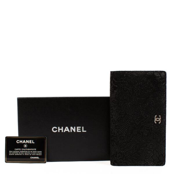 Chanel Long Black Fabric Flap Wallet