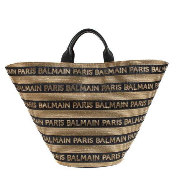 shop 100% authentic second hand Balmain Beige/Black Raffia Tote Bag on Labellov.com