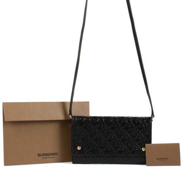 Burberry Monogram Leather Black Wallet On Chain Bag
