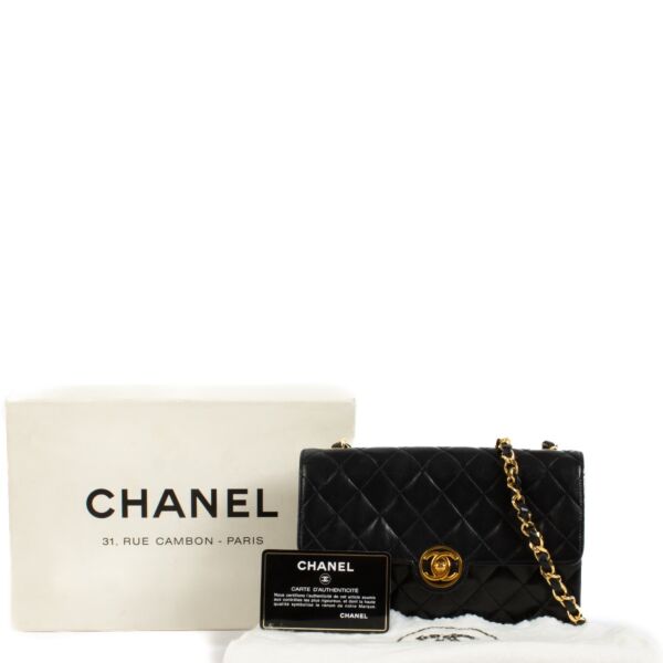 Chanel Vintage Black Quilted Lambskin Circle CC Mini Flap Bag