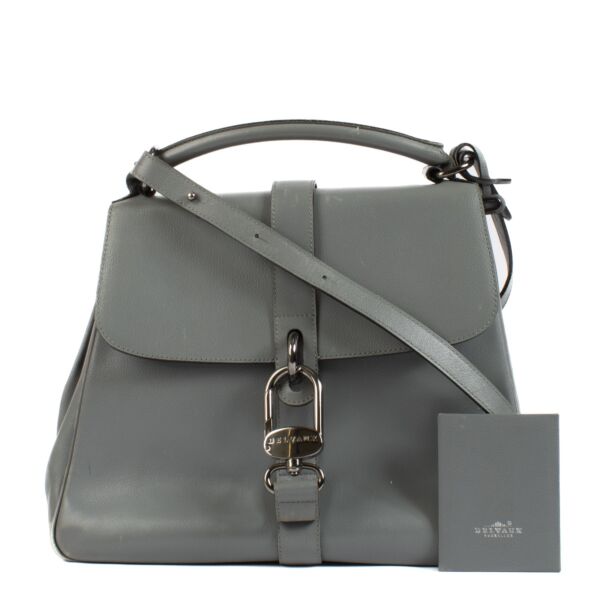 Delvaux Grey Leather Gin Fizz Shoulder Bag