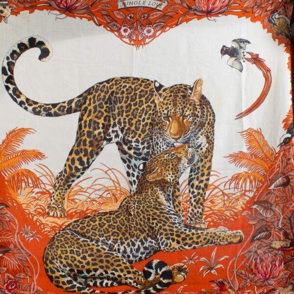 Hermès Red Jungle Love 140 Cashmere Shawl