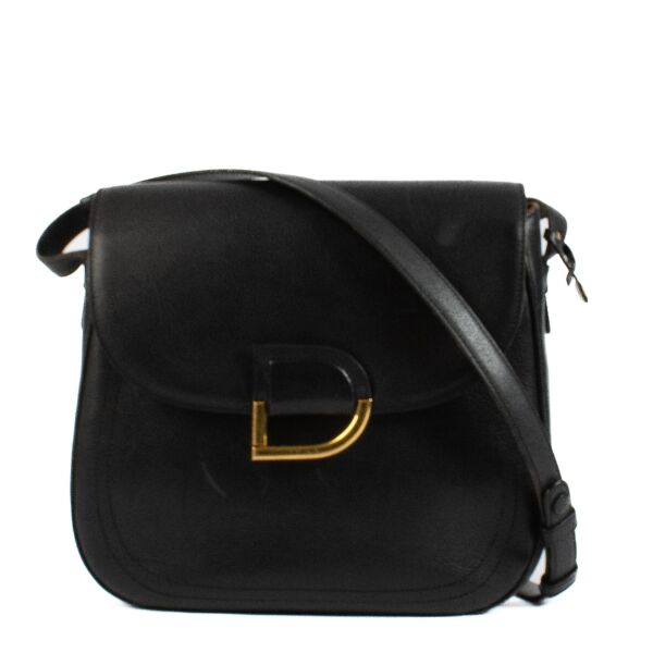 Delvaux Black Leather Vintage Shoulder Bag for the best price at labellov secondhand luxury in Antwerp and Knokke