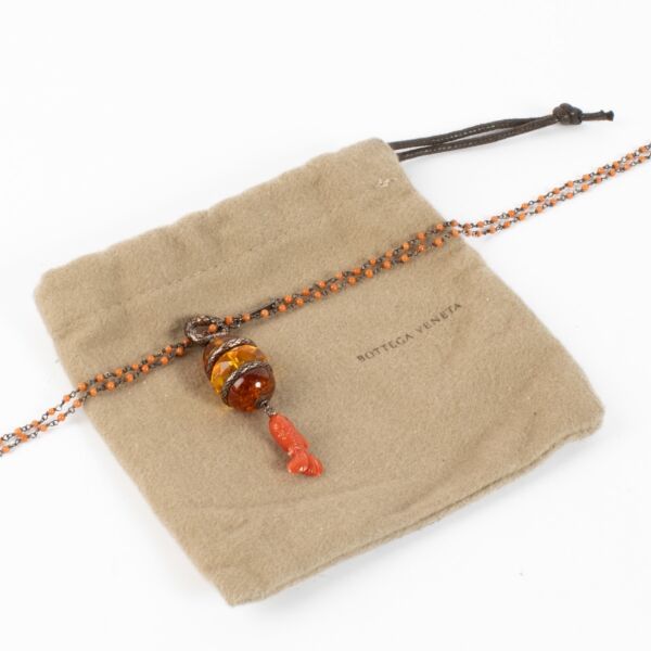 Bottega Veneta Amber Fish Pendant Chain Necklace