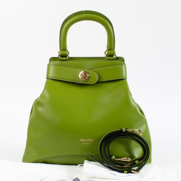 Prada Fern Green Softy Calf Medium Carey Bag