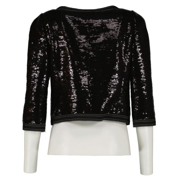 Chanel Black Sequin Cropped Jacket - Size FR40