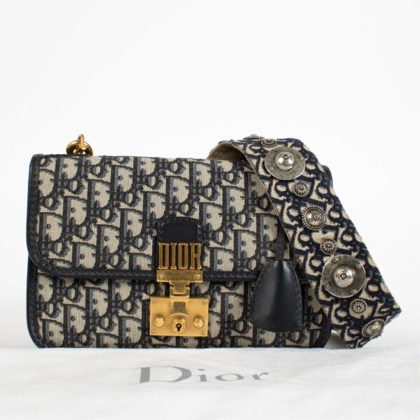 Christian Dior Blue Oblique Dioraddict Medium Flap Bag