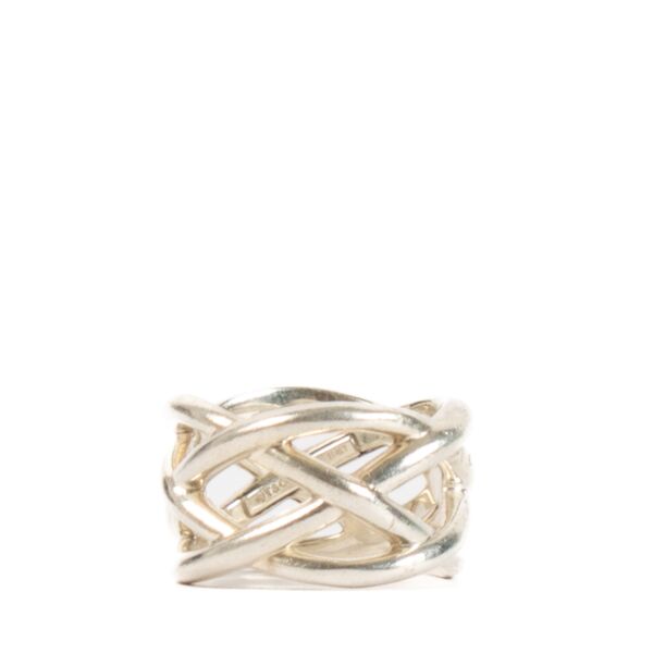 Tiffany & Co Silver Celtic Knot Wide Ring - size 53