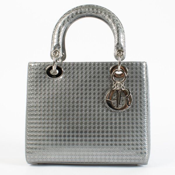 Christian Dior Silver Micro Cannage Medium Bag