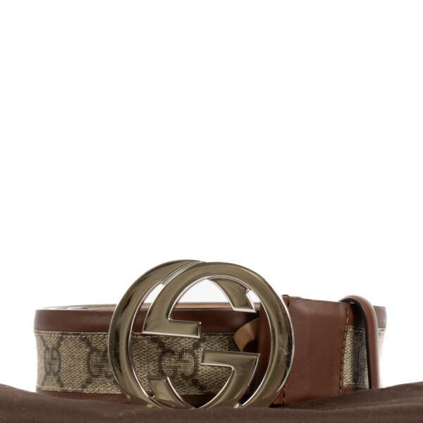 Gucci Brown Monogram Belt - Size 95