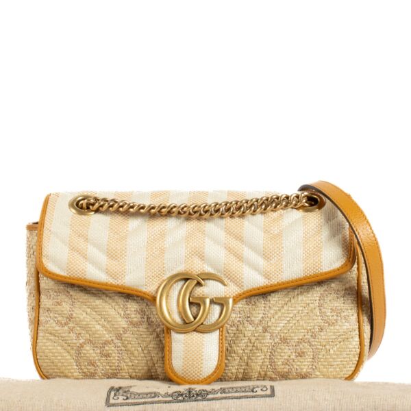 Gucci Raffia Small GG Marmont Bag