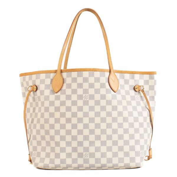 Shop safe online at Labellov in Antwerp, Brussels and Knokke this 100% authentic second hand Louis Vuitton Damier Azur Canvas Neverfull MM