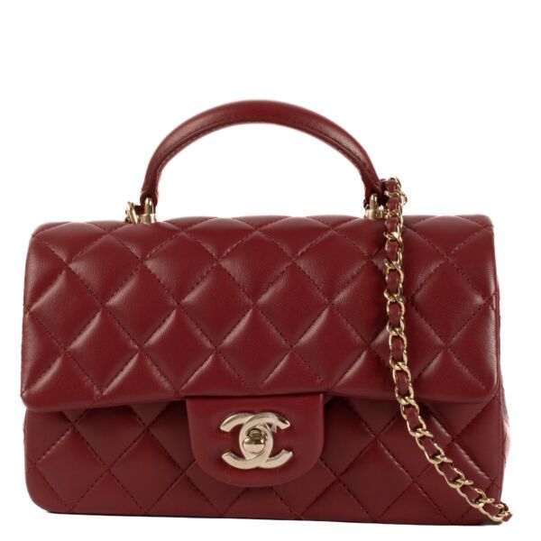 shop 100% authentic second hand Chanel Burgundy Lambskin Mini Classic Flap Bag on Labellov.com