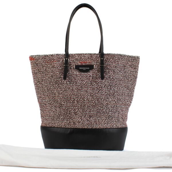 Balenciaga Pink Tweed & Leather Shopper Bag