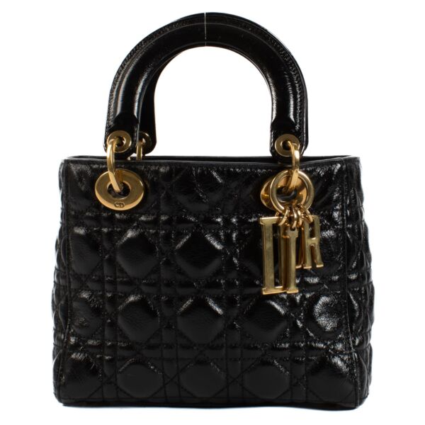 Shop safe online at Labellov in Antwerp, Brussels and Knokke this 100% authentic second hand Christian Dior Black Small Lady Dior Bag