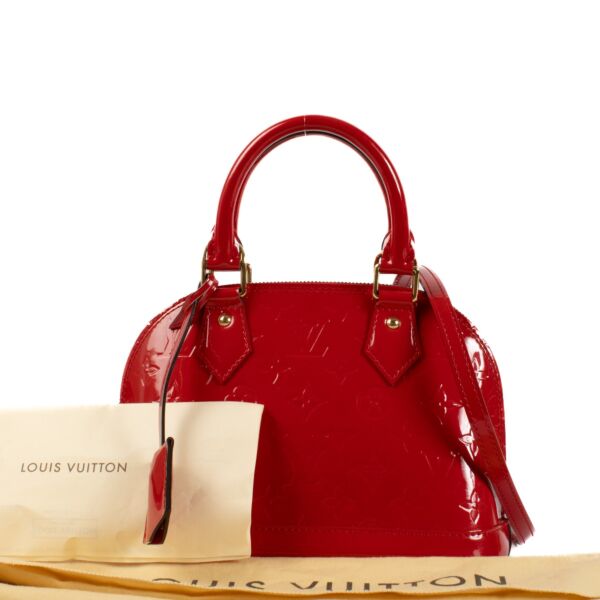 Louis Vuitton Red Vernis Alma BB Top Handle Bag