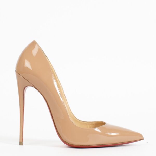 Authentic second-hand Christian Louboutin Nude Patent So Kate 120 Pumps-Size 40 on labellov.com