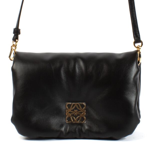 Loewe Black Shiny Nappa Lambskin Mini Puffer Goya Bag now for sale on Labellov website with designer items in new condition 