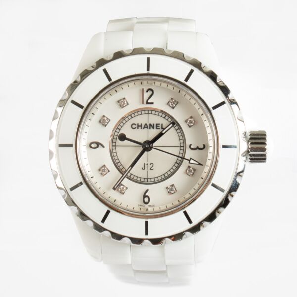 Chanel White Ceramic/Diamond J12 33 mm Watch