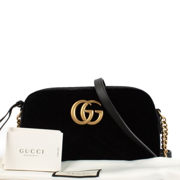 Gucci Black Velvet Marmont Crossbody Bag