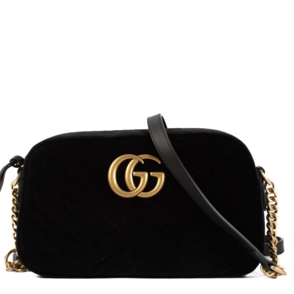 shop 100% authentic second hand Gucci Black Velvet Marmont Crossbody Bag on Labellov.com