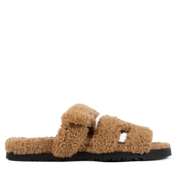 shop 100% authentic second hand Hermès Brown Shearling Chypre Sandals - Size 40 on Labellov.com