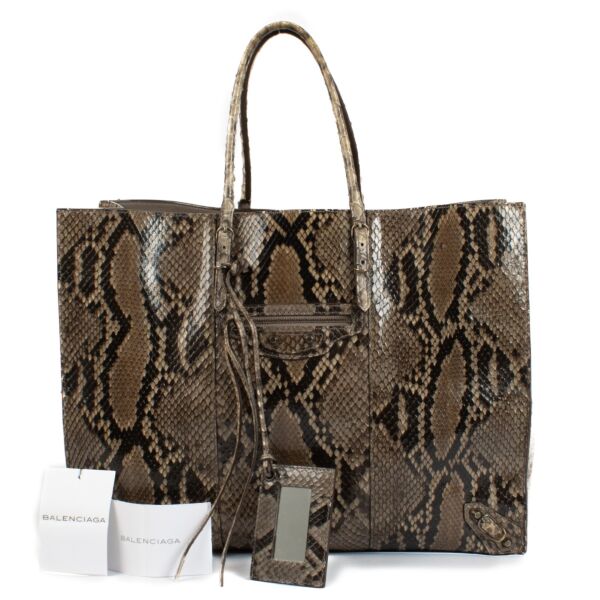 Balenciaga Brown Python Papier A4 Tote Bag