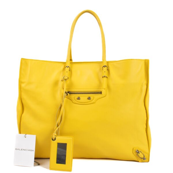 Balenciaga Fluo Yellow Papier A4 Tote Bag