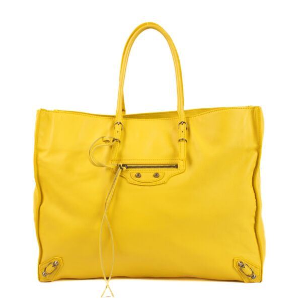 Balenciaga Fluo Yellow Papier A4 Tote Bag
