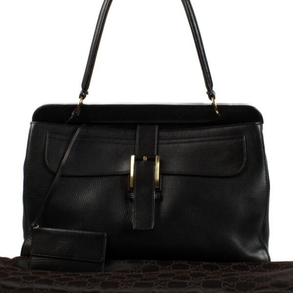 Gucci Blue Leather Top Handle Briefcase