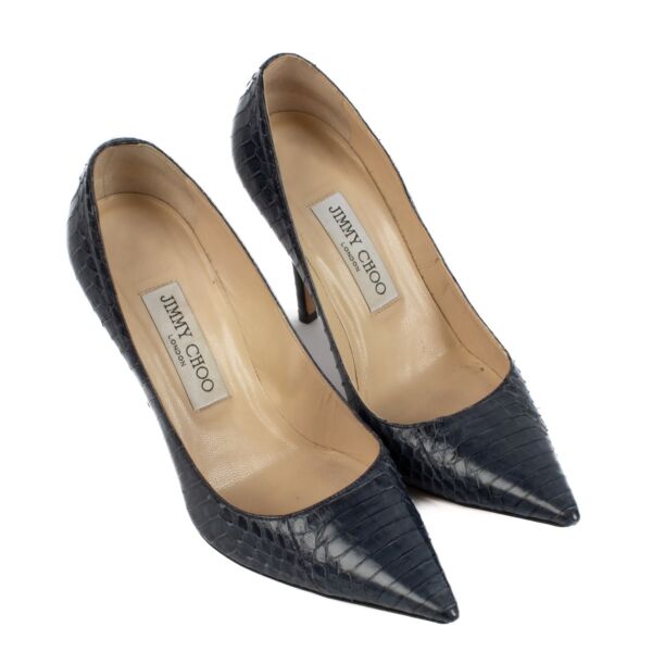 Jimmy Choo Blue Python Love Pumps - Size 36 1/2
