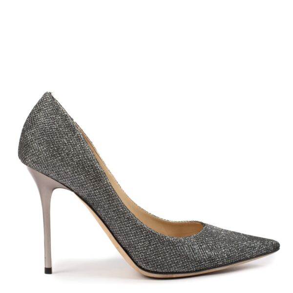 Jimmy Choo Blue Glitter Anouk 100 Pumps - Size 36 1/2