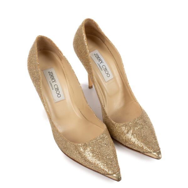 Jimmy Choo Gold Lamé Abel Pumps - Size 36 1/2