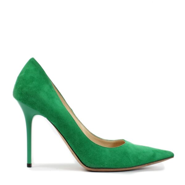 Jimmy Choo Green Suede Anouk 100 Pumps - Size 36.5