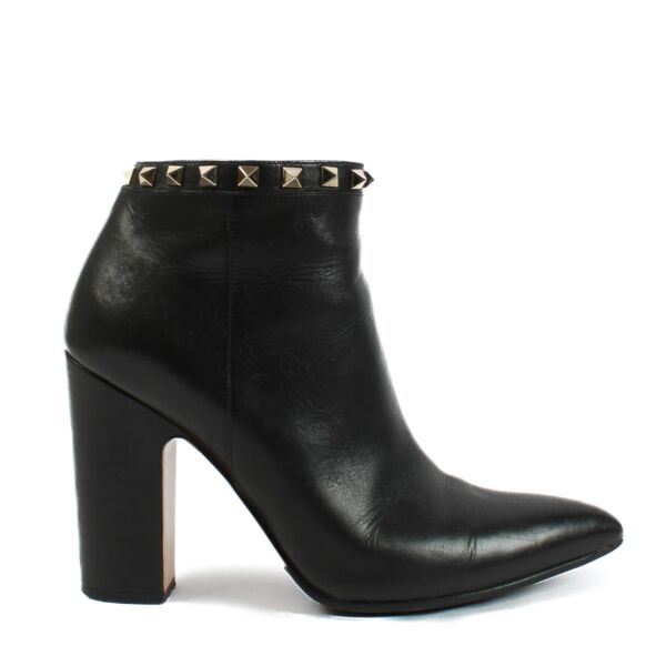 Valentino Garavani Black Leather Rockstud Ankle Boots