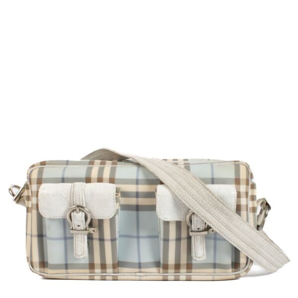 Burberry White and Blue House Check Bag