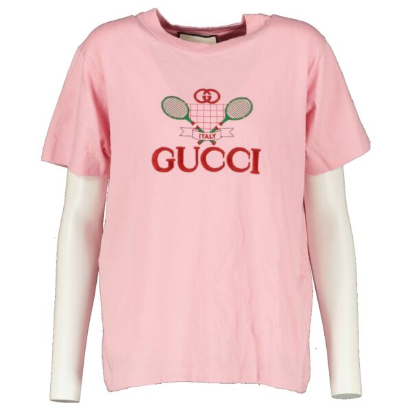 shop 100% authentic second hand Gucci Pink Cotton Logo T-shirt - Size S on Labellov.com