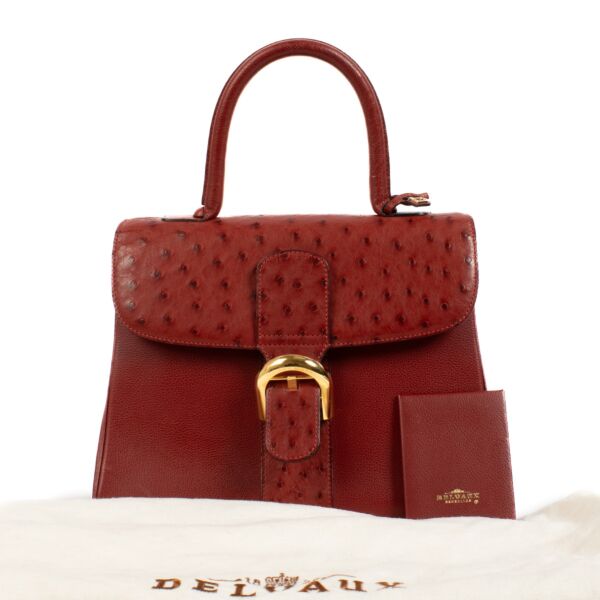 Delvaux Red Ostrich Brillant MM