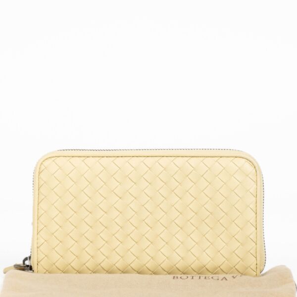 Bottega Veneta Beige Intrecciato Zip Around Wallet