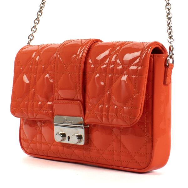 Christian Dior Orange Patent Leather New Lock Pouch