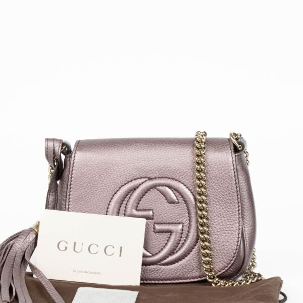 Gucci Metallic Purple Soho Crossbody Bag 