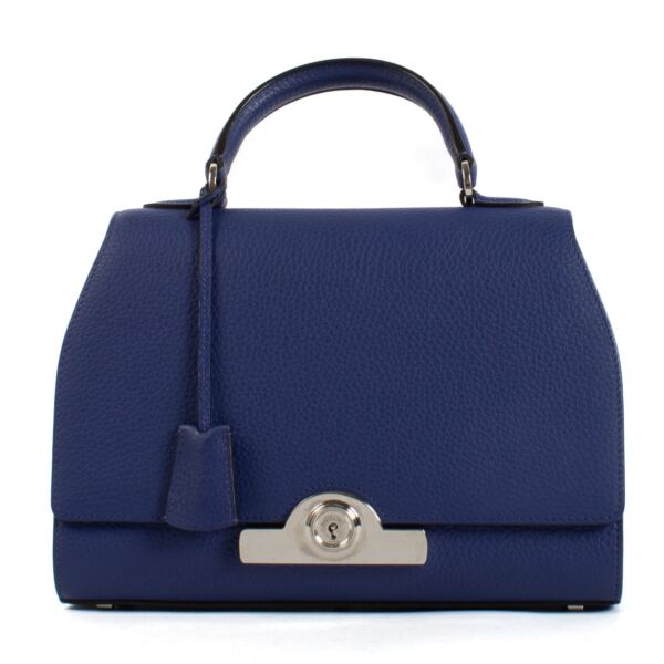 Moynat Blue Leather Rejane PM Bag