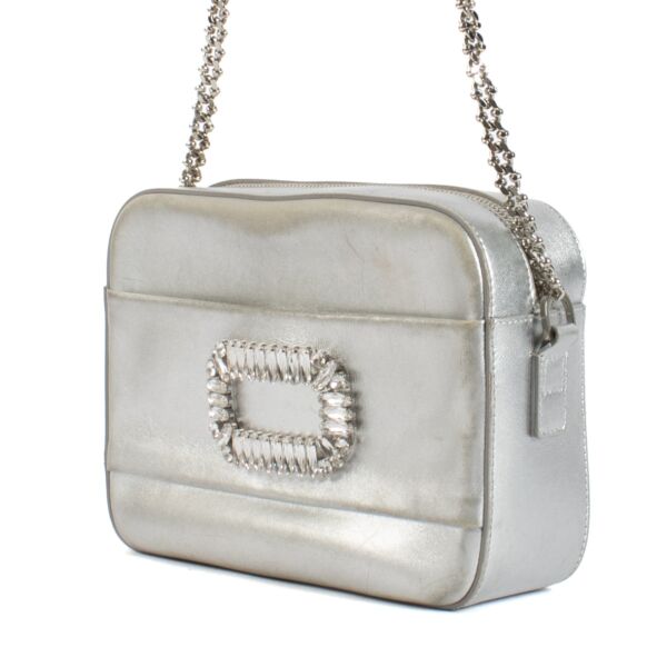 Roger Vivier Silver Leather Crystal Buckle Photocall Camera Bag