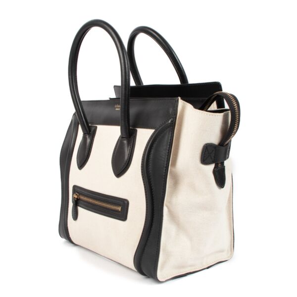 Celine Canvas and Leather Mini Luggage Top Handle Bag